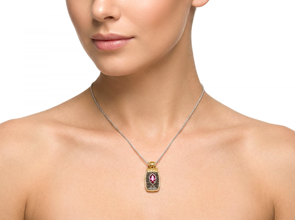 ΑΝΤΙΚΕ ΜΕΝΤΑΓΙΟΝ AΠΟ ΑΣΗΜΙ925 ΕΠΙΧΡΥΣΩΣΗ Κ18 Κ ΑQUA MARINA ΠΕΤΡA