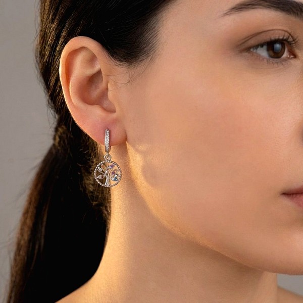 ΚΡΕΜΑΣΤΑ ΣΚΟΥΛΑΡΙΚΙΑ ΑΣΗΜΙ925 ΜΕ ΖΙΡΚΟΝ ΚΑΙ PARAIBA ΠΕΤΡΑ