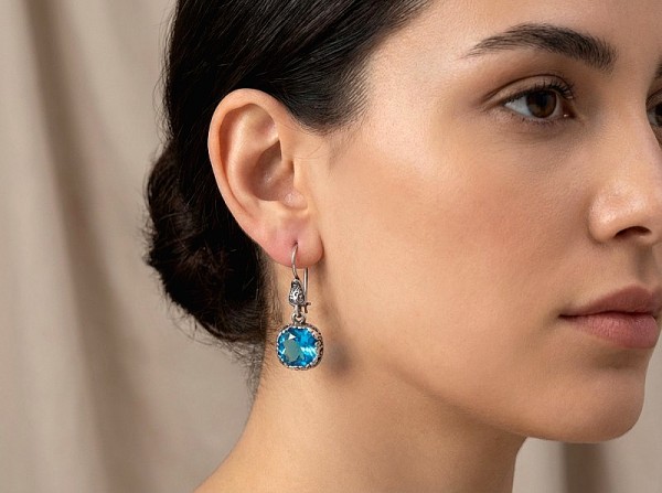 ΑΝΤΙΚΕ ΣΚΟΥΛΑΡΙΚΙΑ ΑΣΗΜΙ925 ΜΕ ΜΠΛΕ ΖΙΡΚΟΝ ΠΕΤΡΑ