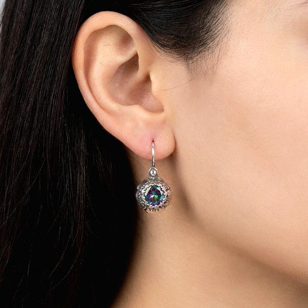 ΑΝΤΙΚΕ ΣΚΟΥΛΑΡΙΚΙΑ ΑΣΗΜΙ925 ΜΕ ΤΥΡΚΟΥΑΖ ΠΕΤΡΑ