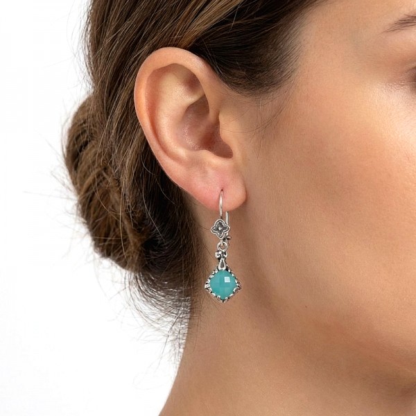 ΑΝΤΙΚΕ ΚΡΕΜΑΣΤΑ ΣΚΟΥΛΑΡΙΚΙΑ ΑΣΗΜΙ925 ΜΕ ΑΜΑΖΟΝΙΤΗ ΠΕΤΡΑ