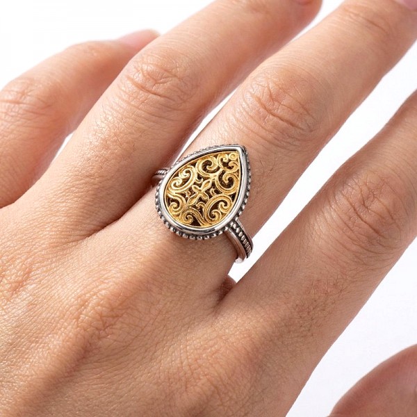 ΒΥΖΑΝΤΙΝΟ ΣΚΑΛΙΣΤΟ ΔΑΧΤΥΛΙΔΙ ΑΣΗΜΙ925 ΜΕ ΕΠΙΧΡΥΣΩΣΗ Κ18