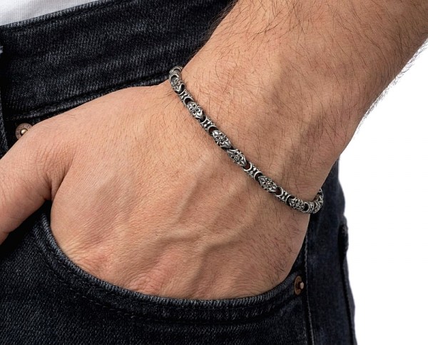 ΑΝΔΡΙΚΗ ΚΑΔΕΝΑ ΧΕΡΙΟΥ ΑΠΟ ΑΣΗΜΙ925 ΚΑΙ ΜΑΥΡΑ ΖΙΡΚΟΝ