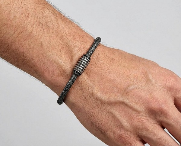 ΑΝΔΡΙΚΟ ΒΡΑΧΙΟΛΙ ΑΠΟ ΑΣΗΜΙ925 ΚΑΙ ΜΑΥΡΑ ΖΙΡΚΟΝ ΠΕΤΡΕΣ