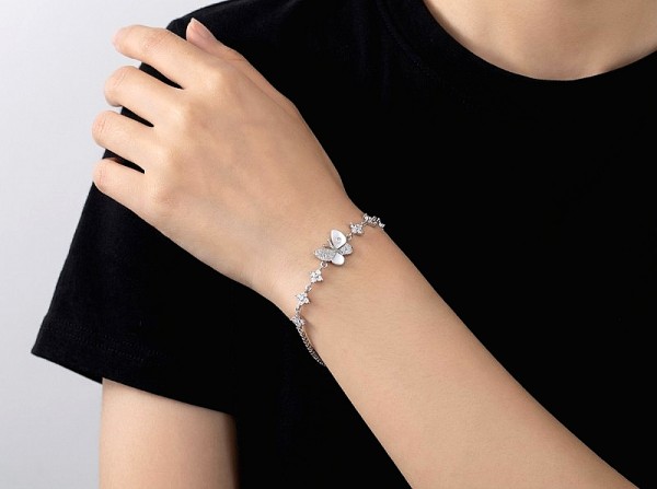 ΒΡΑΧΙΟΛΙ ΡΙΒΙΕΡΑ  ΚΑΡΔΙΑ ΑΣΗΜΙ925 ΕΠΙΠΛΑΤΙΝΩΜΕΝΟ ΜΕ ΖΙΡΚΟΝ ΠΕΤΡΕΣ