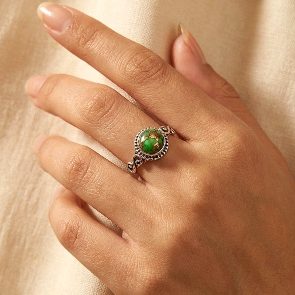 ΑΝΤΙΚΕ ΔΑΧΤΥΛΙΔΙ ΑΣΗΜΙ925 ΜΕ ΠΡΑΣΙΝΟ ΤΥΡΚΟΥΑΖ ΠΕΤΡΑ