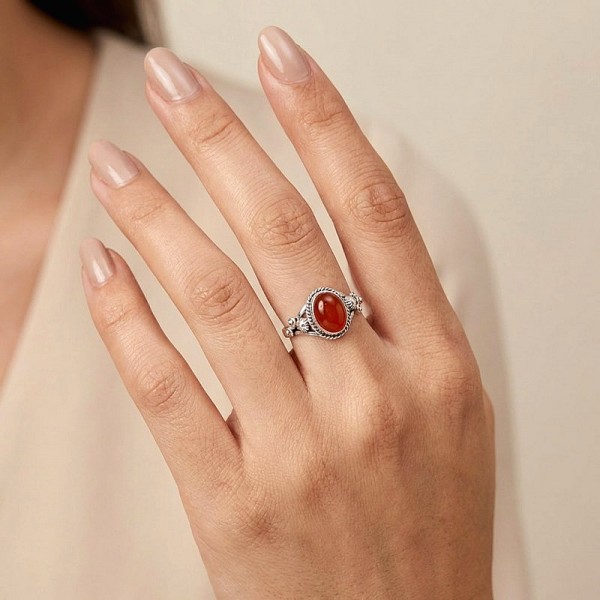 ΑΝΤΙΚΕ ΔΑΧΤΥΛΙΔΙ ΑΣΗΜΙ925 ΜΕ ΚΟΡΝΕΟΛΗ ΠΕΤΡΑ