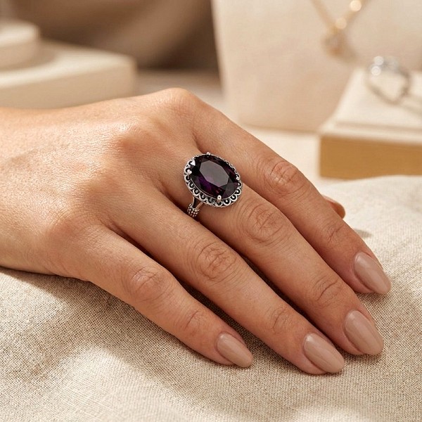 ΑΝΤΙΚΕ ΔΑΧΤΥΛΙΔΙ ΑΣΗΜΙ925 ΜΕ ΓΡΑΝΑΔΑ ΠΕΤΡΑ