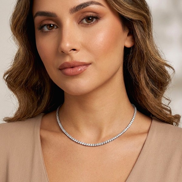 ΚΟΛΙΕ ΡΟΖΑΡΙΟ ΑΣΗΜΙ925 ΜΕ ΕΠΙΧΡΥΣΩΣΗ ΚΑΙ ΟΝΥΧΑ ΠΕΤΡΕΣ