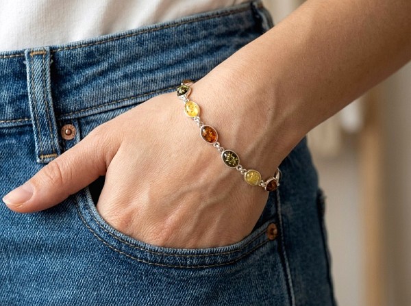 ΧΕΙΡΟΠΟΙΗΤΟ ΒΡΑΧΙΟΛΙ ΑΣΗΜΙ925 ΜΕ ΚΕΧΡΙΜΠΑΡΙ