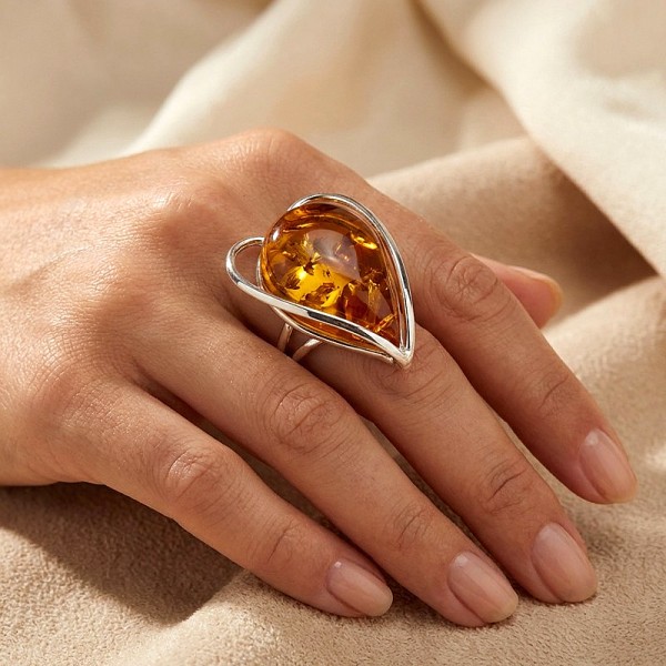 ΧΕΙΡΟΠΟΙΗΤΟ ΔΑΧΤΥΛΙΔΙ ΚΑΡΔΙΑ ΑΠΟ ΑΣΗΜΙ925 ΚΑΙ ΚΕΧΡΙΜΠΑΡΙ