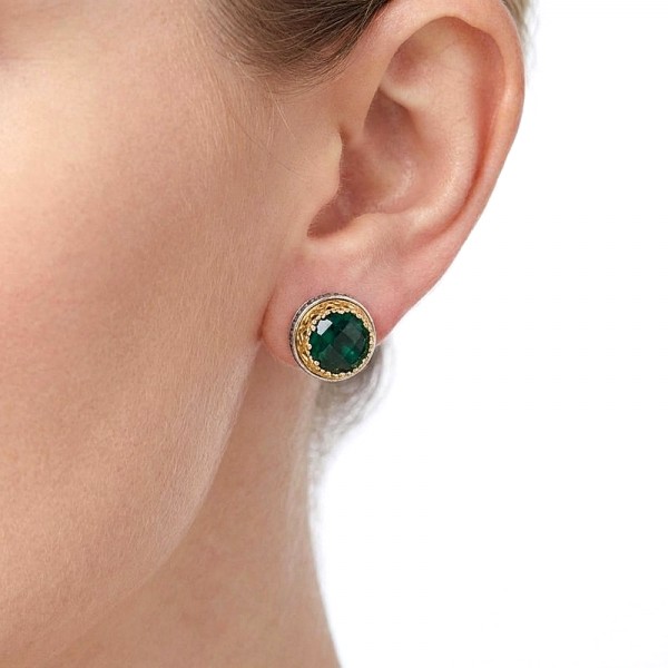 ΚΑΡΦΩΤΑ ΒΥΖΑΝΤΙΝΑ ΣΚΟΥΛΑΡΙΚΙΑ ΑΣΗΜΙ925 ΕΠΙΧΡΥΣΩΣΗ Κ18 K ZIΡΚΟΝ ΠΕΤΡΑ