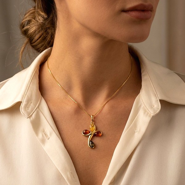 ΧΕΙΡΟΠΟΙΗΤΟΣ ΣΤΑΥΡΟΣ ΑΠΟ ΑΣΗΜΙ925 ΕΠΙΧΡΥΣΩΣΗ Κ18 ΚΑΙ ΚΕΧΡΙΜΠΑΡΙ