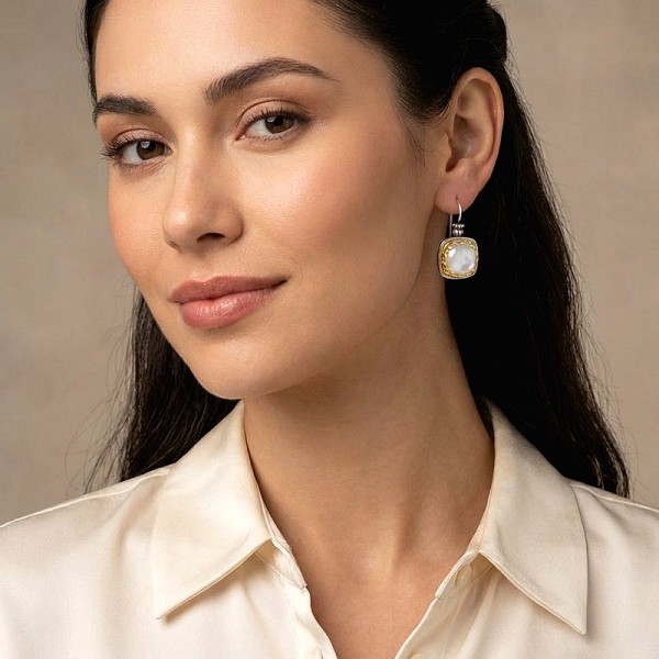 ΒΥΖΑΝΤΙΝΑ ΣΚΟΥΛΑΡΙΚΙΑ ΑΠΟ ΑΣΗΜΙ925 ΜΕ EΠΙΧΡΥΣΩΣΗ Κ18 ΚΑΙ ΠΡΑΣΙΝΟ COPPER TYΡΚΟΥΑΖ ΠΕΤΡΑ