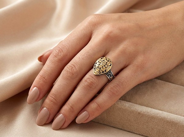 ΒΥΖΑΝΤΙΝΟ ΔΙΧΡΩΜΟ ΔΑΧΤΥΛΙΔΙ ΑΣΗΜΙ925 ΕΠΙΧΡΥΣΩΣΗ Κ18