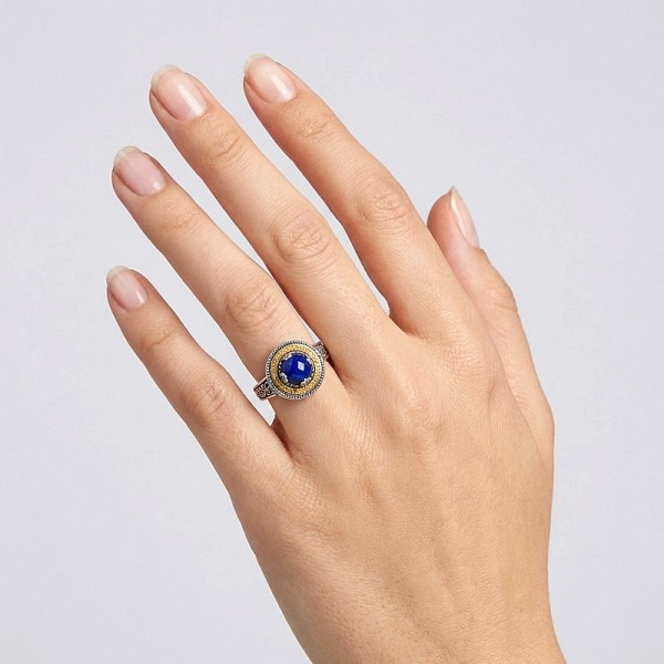 ΧΕΙΡΟΠΟΙΗΤΟ ΒΥΖΑΝΤΙΝΟ ΔΑΧΤΥΛΙΔΙ ΑΣΗΜΙ925 ΜΕ ΤΥΡΚΟΥΑΖ ΠΕΤΡΑ