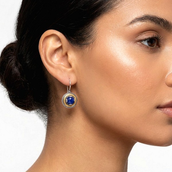 BYZANTINA ΣΚΟΥΛΑΡΙΚΙΑ AΠO ΑΣΗΜΙ925 ΜΕ ΕΠΙΧΡΥΣΩΣΗ Κ18 ΚΑΙ ΛΑΠΙΣ ΠΕΤΡΑ