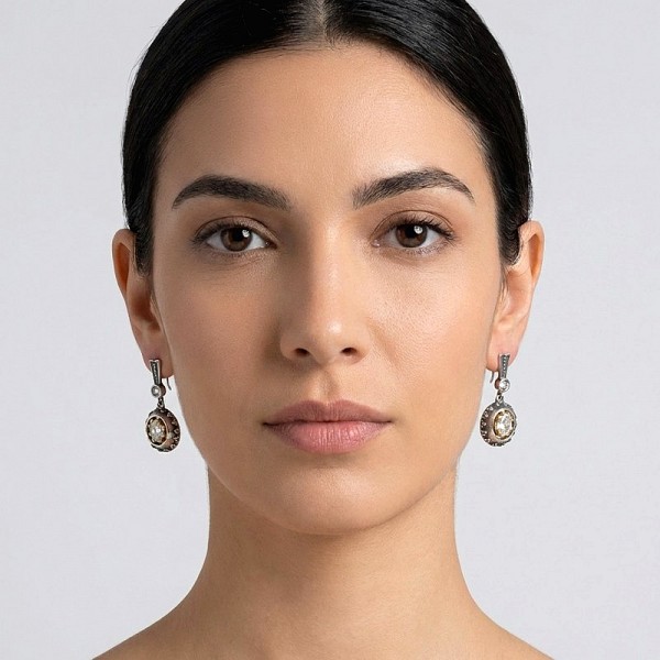 ANTIKE ΣΚΟΥΛΑΡΙΚΙΑ ΑΣΗΜΙ 925 ΕΠΙΧΡΥΣΩΣΗ Κ18 KAI ΖΙΡΚΟΝ ΠΕΤΡΑ