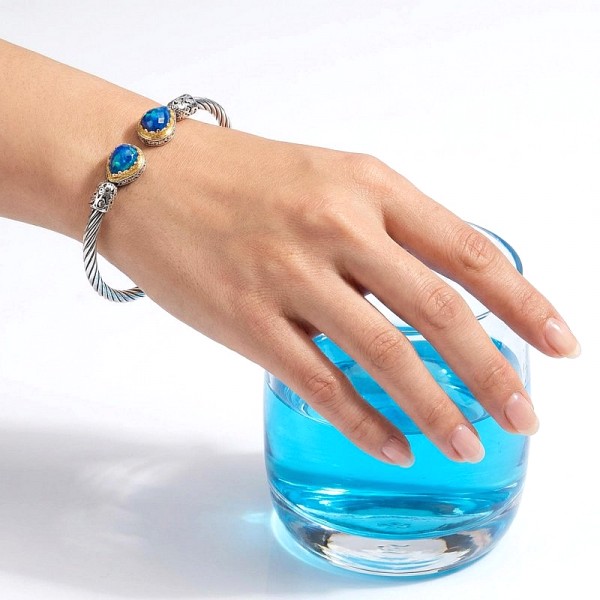 ΧΕΙΡΟΠΟΙΗΤΟ ΒΥΖΑΝΤΙΝΟ ΒΡΑΧΙΟΛΙ ΧΕΙΡΟΠΕΔΑ ΑΣΗΜΙ925 ΜΕ ΟΠΑΛ ΠΕΤΡΑ ΚΑΙ ΕΠΙΧΡΥΣΩΣΗ Κ18