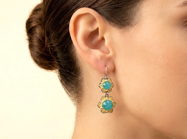 ΒΥΖΑΝΤΙΝΑ ΣΚΟΥΛΑΡΙΚΙΑ ΑΣΗΜΙ925 ΜΕ ΕΠΙΧΡΥΣΩΣΗ Κ18 ΚΑΙ ΖΙΡΚΟΝ ΠΕΤΡΑ