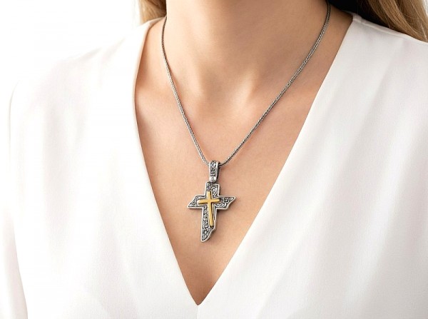 ΧΕΙΡΟΠΟΙΗΤΟΣ ΣΚΑΛΙΣΤΟΣ ΣΤΑΥΡΟΣ ΑΠΟ ΑΣΗΜΙ925 ΜΕ ΖΙΡΚΟΝ ΠΕΤΡΕΣ