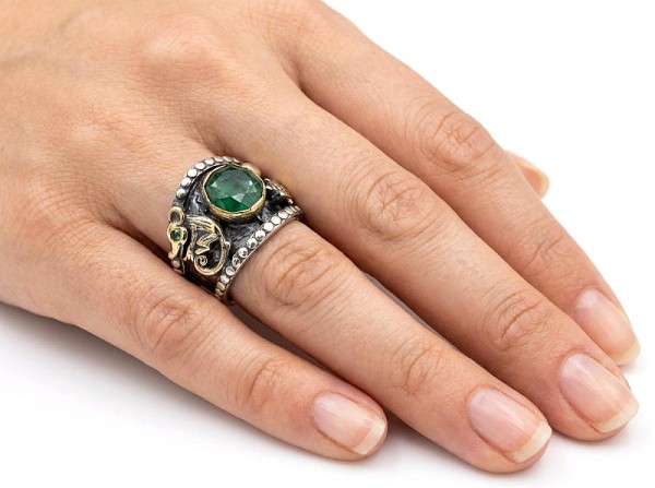 ΧΕΙΡΟΠΟΙΗΤΟ ΔΑΧΤΥΛΙΔΙ ΑΠΟ ΑΣΗΜΙ925 ΜΕ ΤΥΡΚΟΥΑΖ ΚΑΙ ΜΑΡΓΑΡΙΤΑΡΙ