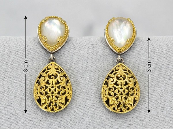 ΒΥΖΑΝΤΙΝΑ ΣΚΟΥΛΑΡΙΚΙΑ ΑΣΗΜΙ925 ΜΕ ΕΠΙΧΡΥΣΩΣΗ Κ18 ΚΑΙ ΦΙΛΝΤΙΣΙ ΠΕΤΡΑ