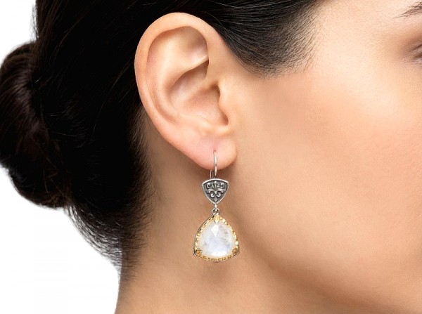 ΒΥΖΑΝΤΙΝΑ ΣΚΟΥΛΑΡΙΚΙΑ ΑΣΗΜΙ925 ΜΕ ΕΠΙΧΡΥΣΩΣΗ Κ18 ΚΑΙ ΑΜΑΖΟΝΙΤΗ ΠΕΤΡΑ