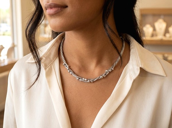 ΑΛΥΣΙΔΩΤΟ ΚΟΛΙΕ ΑΣΗΜΙ925 ΜΕ ΕΠΙΠΛΑΤΙΝΩΣΗ