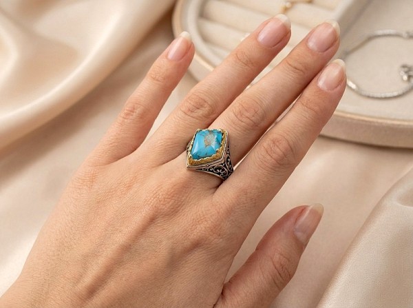 ΒΥΖΑΝΤΙΝΟ ΣΚΑΛΙΣΤΟ ΔΑΧΤΥΛΙΔΙ ΑΣΗΜΙ925 ΜΕ ΕΠΙΧΡΥΣΩΣΗ Κ18 ΚΑΙ COOPER TYRKOYAZ