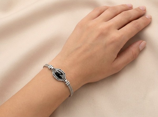 ΧΕΙΡΟΠΟΙΗΤΟ ΑΛΥΣΙΔΩΤΟ ΒΡΑΧΙΟΛΙ ΑΣΗΜΙ 925 ΜΕ ΚΟΡΑΛΙ