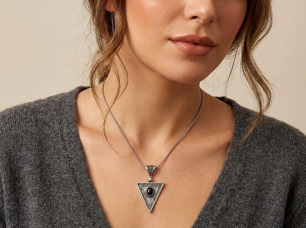 ΑΝΤΙΚΕ ΜΕΝΤΑΓΙΟΝ ΑΣΗΜΙ925 ΜΕ ΟΝΥΧΑ ΚΑΙ ΖΙΡΚΟΝ ΠΕΤΡΑ