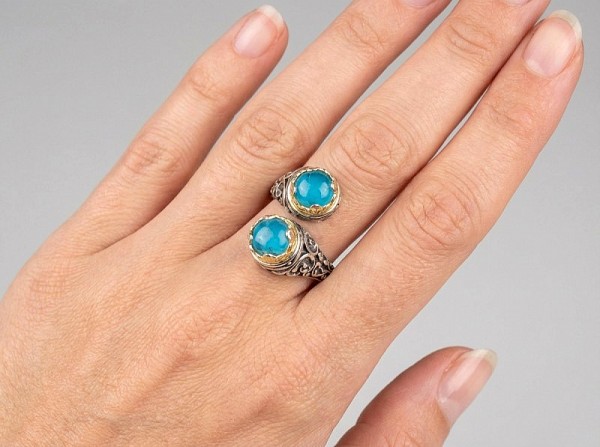 ΒΥΖΑΝΤΙΝΟ ΣΚΑΛΙΣΤΟ ΔΑΧΤΥΛΙΔΙ ΑΣΗΜΙ925 ΜΕ ΕΠΙΧΡΥΣΩΣΗ Κ18 ΚΑΙ COOPER TYΡKOYAZ