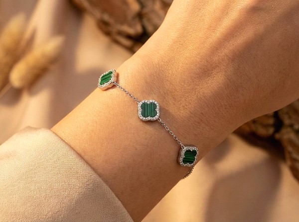 ΒΡΑΧΙΟΛΙ ΑΛΥΣΙΔΑ ΑΣΗΜΙ925 ΜΕ ΜΑΛΑΧΙΤΗ ΠΕΤΡΑ