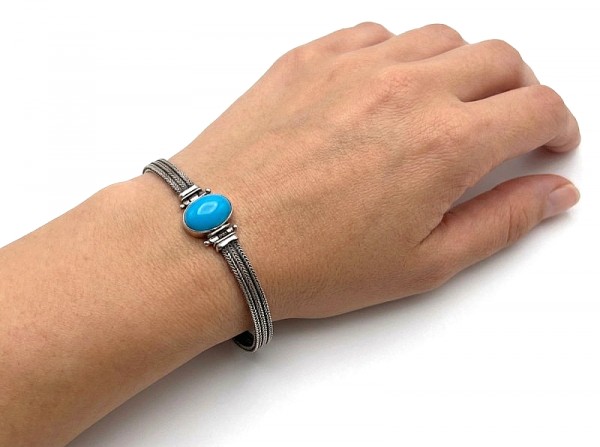 ΑΝΤΙΚΕ ΑΛΥΣΙΔΩΤΟ ΒΡΑΧΙΟΛΙ ΑΣΗΜΙ925 ΜΕ ΚΟΡΝΕΟΛΗ ΚΑΙ ΖΙΡΚΟΝ ΠΕΤΡΑ