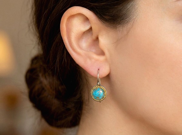 ΚΑΡΦΩΤΑ ΒΥΖΑΝΤΙΝΑ ΣΚΟΥΛΑΡΙΚΙΑ ΑΣΗΜΙ925 ΕΠΙΧΡΥΣΩΣΗ Κ18 K ZIΡΚΟΝ ΠΕΤΡΑ