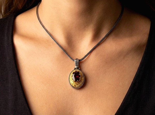 ΒΥΖΑΝΤΙΝΟ ΜΕΝΤΑΓΙΟΝ ΑΣΗΜΙ925 ΕΠΙΧΡΥΣΩΣΗ Κ18 ΚΑΙ ΖΙΡΚΟΝ ΠΕΤΡΑ