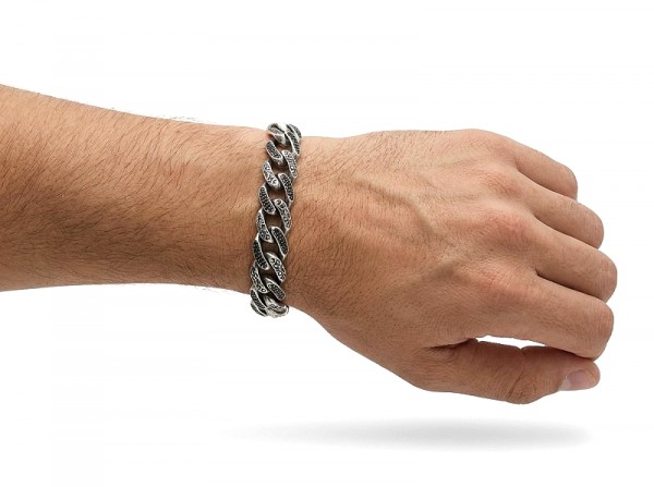 ΑΝΔΡΙΚΗ ΚΑΔΕΝΑ ΧΕΡΙΟΥ ΑΠΟ ΑΣΗΜΙ925 ΚΑΙ ΜΑΥΡΑ ΖΙΡΚΟΝ