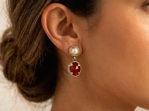 ΒΥΖΑΝΤΙΝΑ ΣΚΟΥΛΑΡΙΚΙΑ ΑΣΗΜΙ925 ΜΕ ΕΠΙΧΡΥΣΩΣΗ Κ18 ΦΙΛΝΤΙΣΙ ΚΑΙ ΑΜΑΖΟΝΙΤΗ ΠΕΤΡΑ