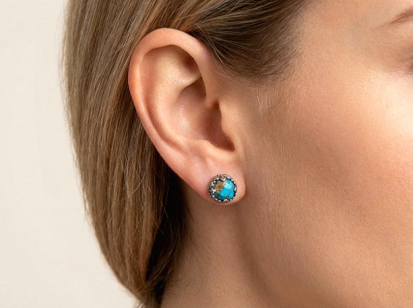 ΑΝΤΙΚΕ ΚΑΡΦΩΤΑ ΣΚΟΥΛΑΡΙΚΙΑ ΑΣΗΜΙ925 ΜΕ ΕΠΙΧΡΥΣΩΣΗ ΚΑΙ ΜΠΛΕ ΖΙΡΚΟΝ ΠΕΤΡΑ