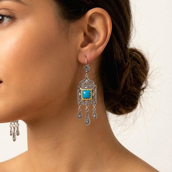 ΦΙΛΙΓΚΡΑΝ ΣΚΟΥΛΑΡΙΚΙΑ ΑΠΟ ΑΣΗΜΙ925 ΕΠΙΧΡΥΣΩΣΗ Κ18 ΚΑΙ ΜΠΛΕ ΖΙΡΚΟΝ ΠΕΤΡΑ