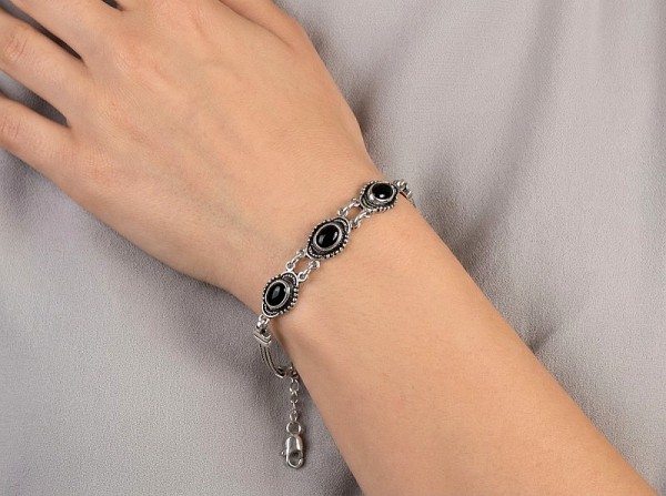 ΧΕΙΡΟΠΟΙΗΤΟ ΑΛΥΣΙΔΩΤΟ ΒΡΑΧΙΟΛΙ ΑΣΗΜΙ925 ΚΑΙ ΠΡΑΣΙΝΟ ΑΧΑΤΗ ΠΕΤΡΑ