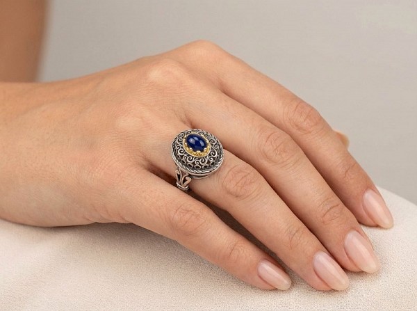 ΒΥΖΑΝΤΙΝΟ ΔΑΧΤΥΛΙΔΙ ΑΣΗΜΙ925 ΜΕ ΕΠΙΧΡΥΣΩΣΗ Κ18 ΚΑΙ ΟΠΑΛ ΠΕΤΡΑ