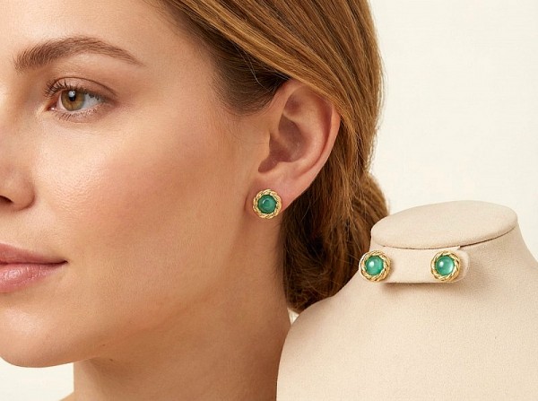 ΚΑΡΦΩΤΑ ΣΚΟΥΛΑΡΙΚΙΑ ΑΣΗΜΙ925 ΜΕ ΕΠΙΧΡΥΣΩΣΗ Κ18 ΚΑΙ ΜΑΛΑΧΙΤΗ