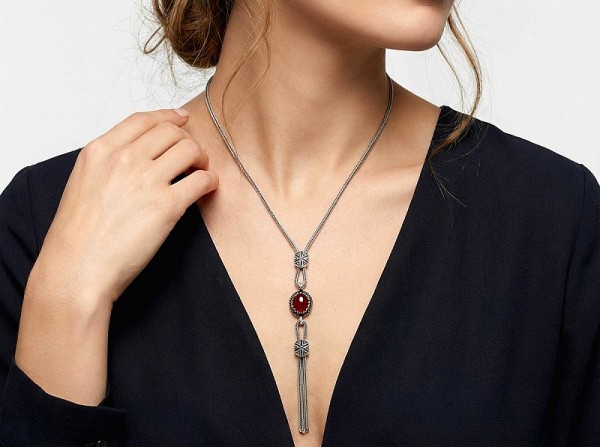 ΚΟΛΙΕ ΑΛΥΣΙΔΩΤΟ ΑΣΗΜΙ925 ΜΕ ΚΟΡΝΕΟΛΗ ΠΕΤΡΑ