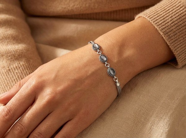 ΧΕΙΡΟΠΟΙΗΤΟ ΑΛΥΣΙΔΩΤΟ ΒΡΑΧΙΟΛΙ ΑΣΗΜΙ925 ΜΕ ΚΟΡΝΕΟΛΗ ΠΕΤΡΑ