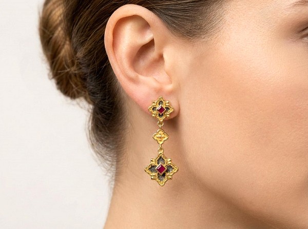 ΔΙΧΡΩΜΑ ΒΥΖΑΝΤΙΝΑ ΣΚΟΥΛΑΡΙΚΙΑ ΑΠΟ ΑΣΗΜΙ925 ΚΑΙ AQUA SWAROVSKI