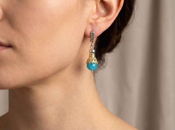 BYZANTINA ΣΚΑΛΙΣΤΑ ΣΚΟΥΛΑΡΙΚΙΑ ΑΣΗΜΙ925 ΕΠΙΧΡΥΣΩΣΗ Κ18 ΚΑΙ ΖΙΡΚΟΝ ΠΕΤΡΑ