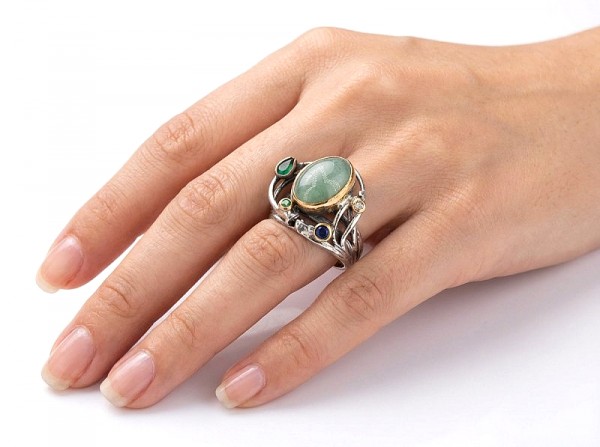 ΧΕΙΡΟΠΟΙΗΤΟ ΔΑΧΤΥΛΙΔΙ ΑΠΟ ΑΣΗΜΙ925 ΜΕ ΖΙΡΚΟΝ ΚΑΙ ΤΟΠΑΖ ΠΕΤΡΕΣ