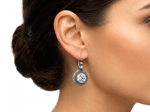 ΑΝΤΙΚΕ ΣΚΟΥΛΑΡΙΚΙΑ ΑΣΗΜΙ925 ΜΕ ΚΟΚΚΙΝΟ ΖΙΡΚΟΝ ΠΕΤΡΑ